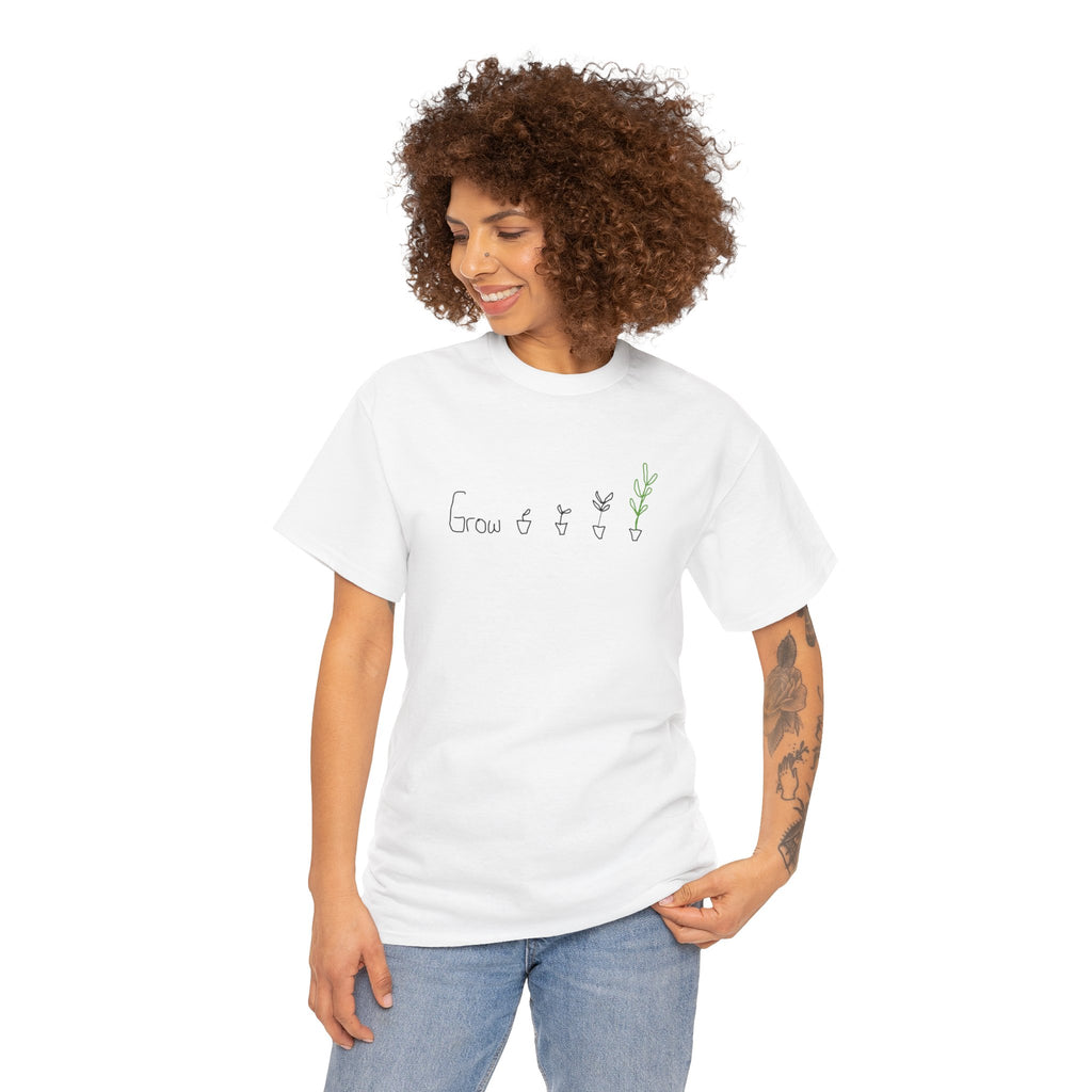 Grow Plant T-Shirt — Minimalist Handwritten Garden Tee