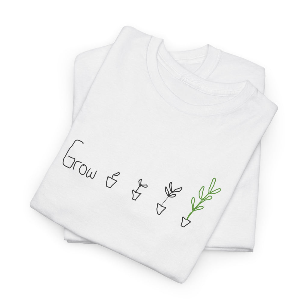 Grow Plant T-Shirt — Minimalist Handwritten Garden Tee
