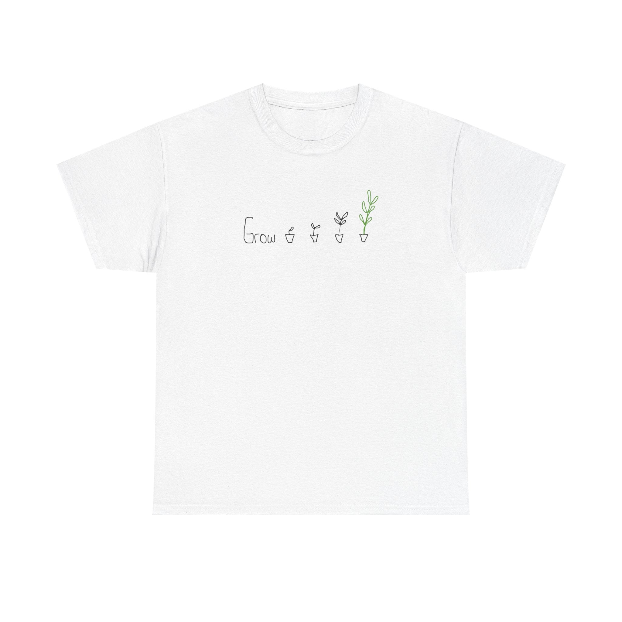 Grow Plant T-Shirt — Minimalist Handwritten Garden Tee