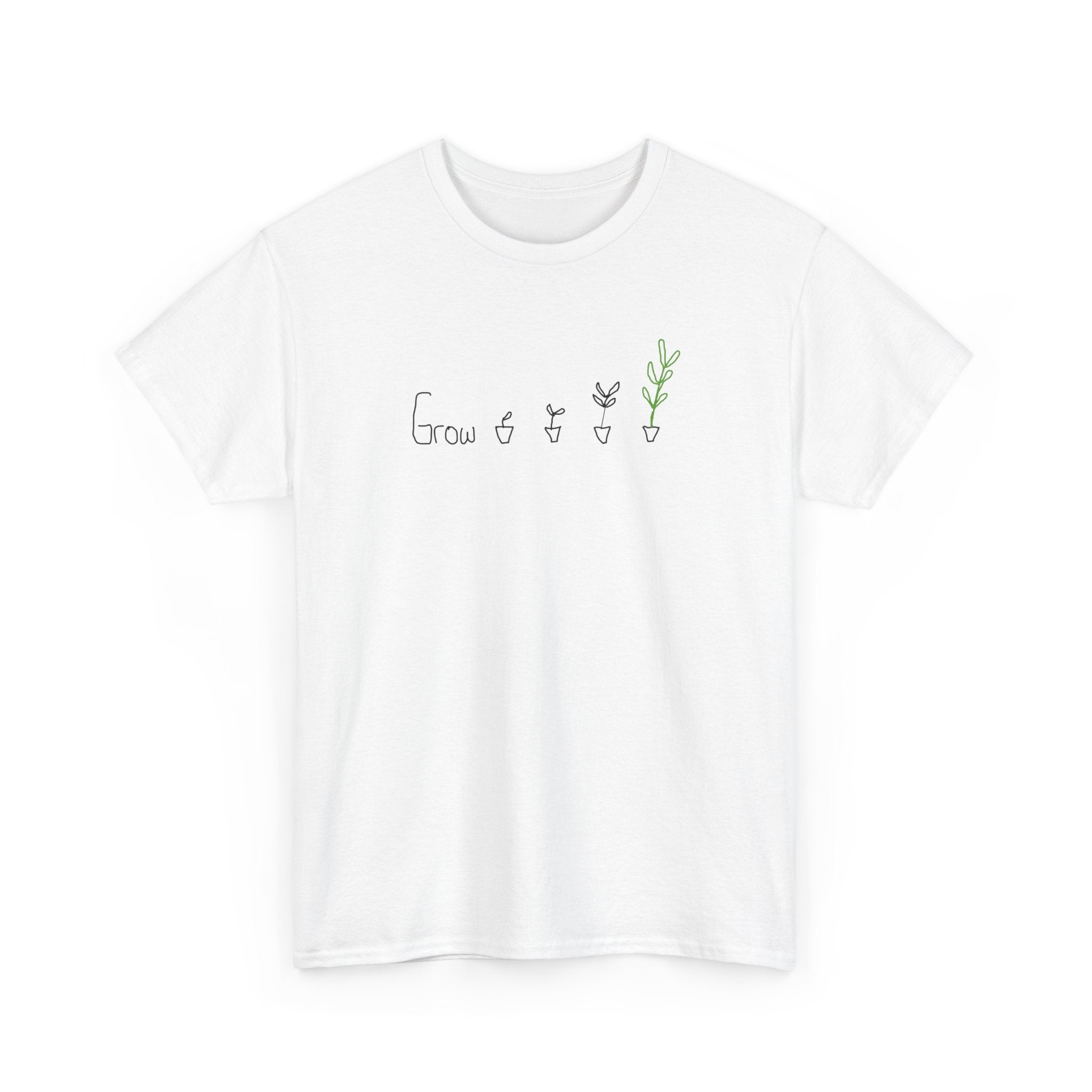 Grow Plant T-Shirt — Minimalist Handwritten Garden Tee