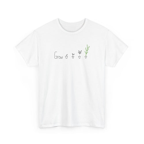 Grow Plant T-Shirt — Minimalist Handwritten Garden Tee